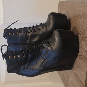 RARE Jeffrey Campbell Damsel leather sz8.5 goth alt